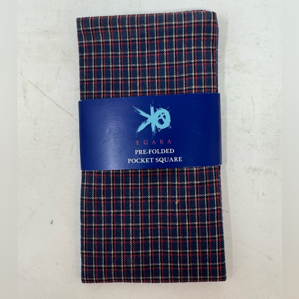 EGARA Men Pre Folded Pocket Square Plaid Green 100% Cotton Handkerchief NEW GHV1